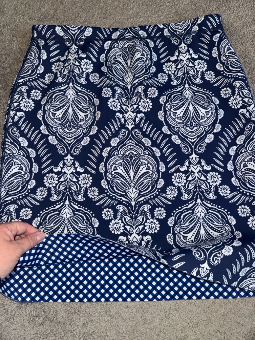 J. McLaughlin Scuba Navy and White Printed Reversible Skirt